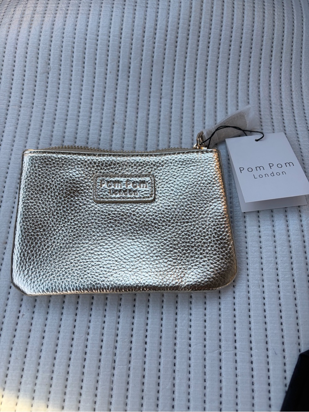 Pom Pom London Metallic Gold Leather Wristlet Pouch